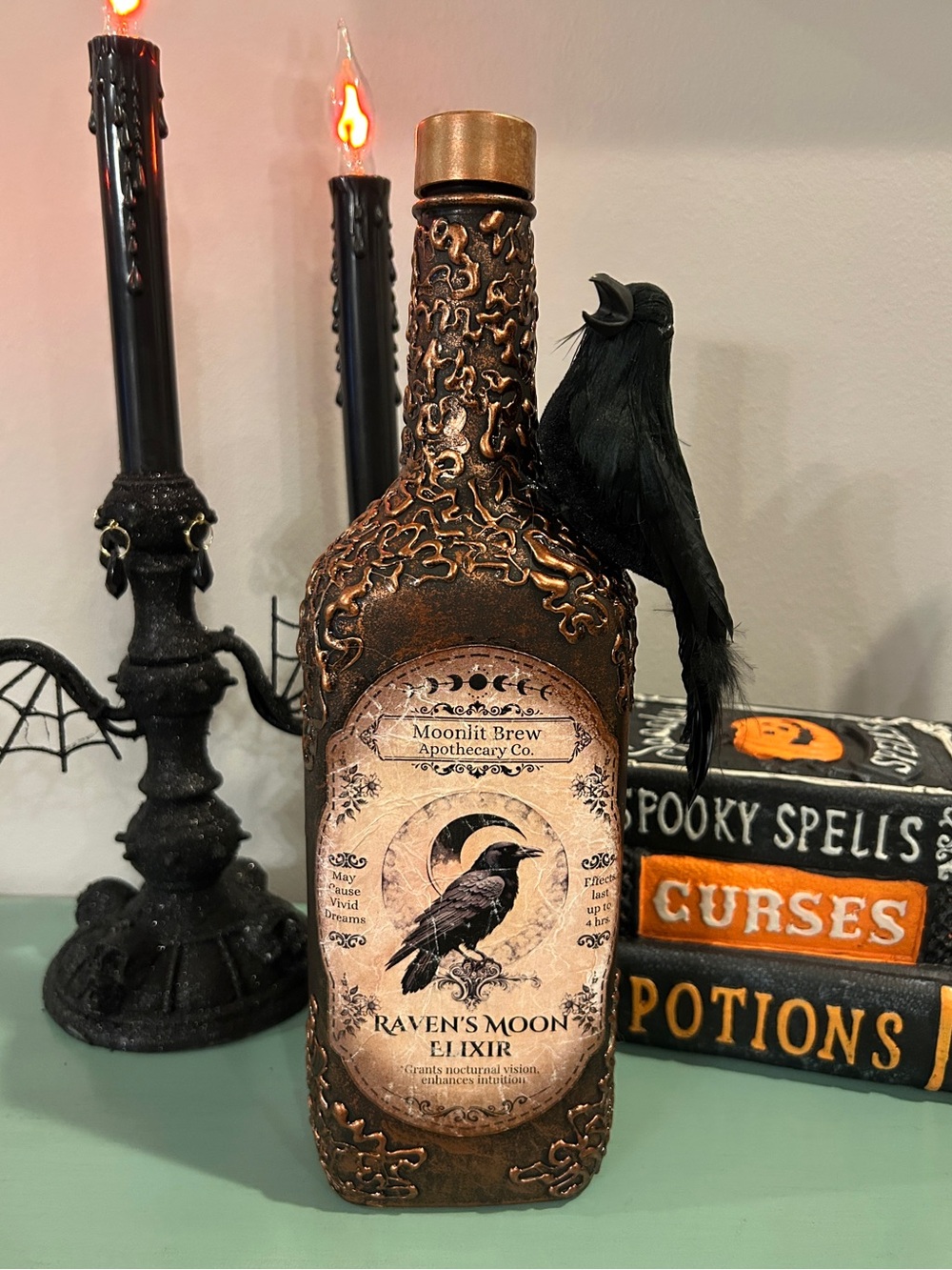 Halloween Decorative Potion Bottle - Raven's Moon Elixir